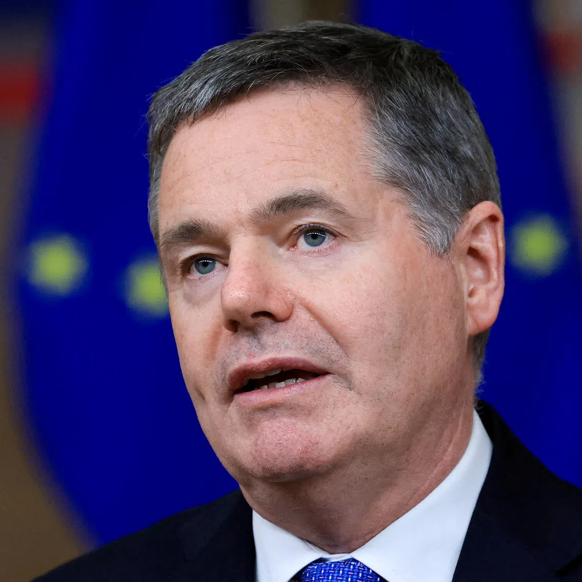 FILE PHOTO: Ireland's Minister for Finance and  Eurogroup President Paschal Donohoe attends the European Union leaders' summit in Brussels, Belgium October 23, 2025. REUTERS/Yves Herman/File Photo