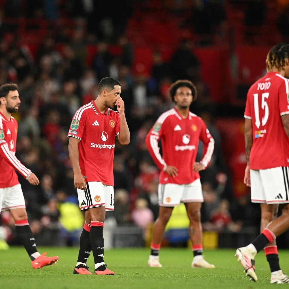 Manchester United players during the League Cup loss to Brighton & Hove Albion.