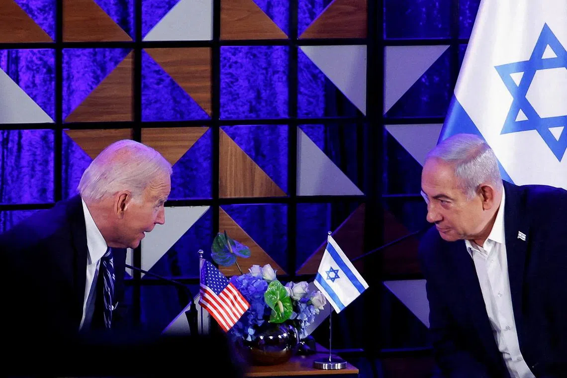 Joe Biden’s (left) promise comes despite his public criticism of Prime Minister Benjamin Netanyahu over the toll on civilians in Israel’s campaign against Hamas.