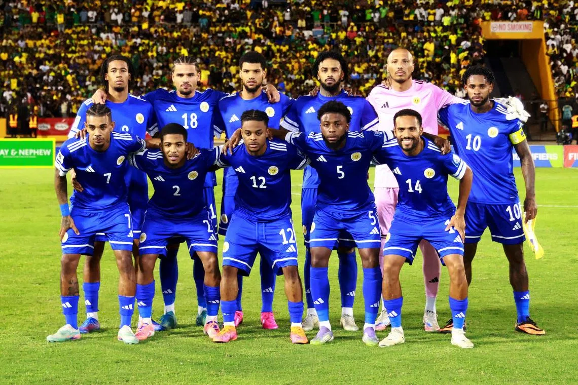 FILE PHOTO: Soccer Football - FIFA World Cup - CONCACAF Qualifiers - Group B - Jamaica v Curacao - National Stadium Independence Park, Kingston, Jamaica - November 18, 2025 Curacao players pose for a team group photo before the match REUTERS/Gilbert Bellamy/File Photo