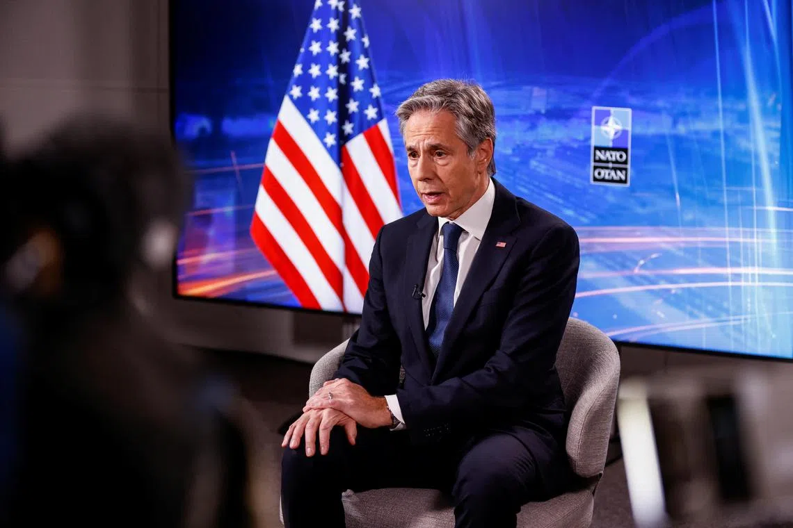 US Secretary of State Antony Blinken was speaking during an interview with Reuters in Brussels, Belgium, on Dec 4.