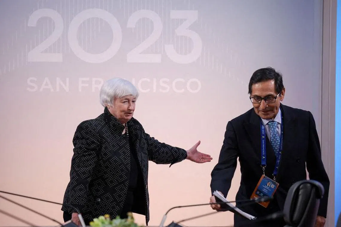 FILE PHOTO: U.S. Treasury Secretary Janet Yellen and Mexico's Finance Minister Rogelio Ramirez de la O hold a bilateral meeting during the APEC (Asia-Pacific Economic Cooperation) Summit in San Francisco, California, U.S. November 12, 2023. REUTERS/Carlos Barria/File Photo
