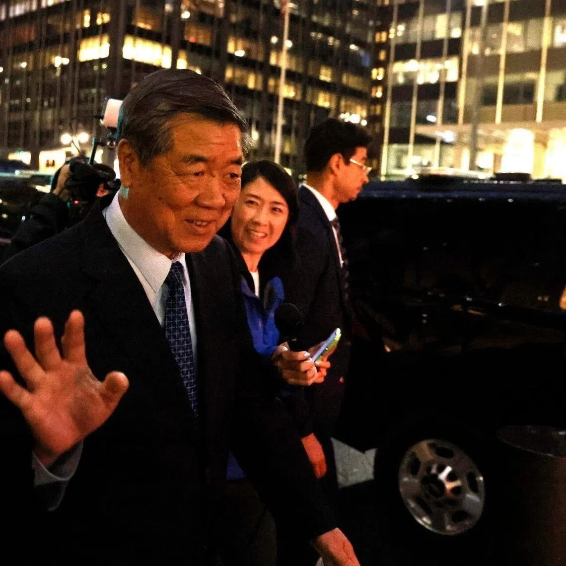 China’s Vice-Premier He Lifeng exiting the JPMorgan Chase global headquarters  in New York on Sept 20.