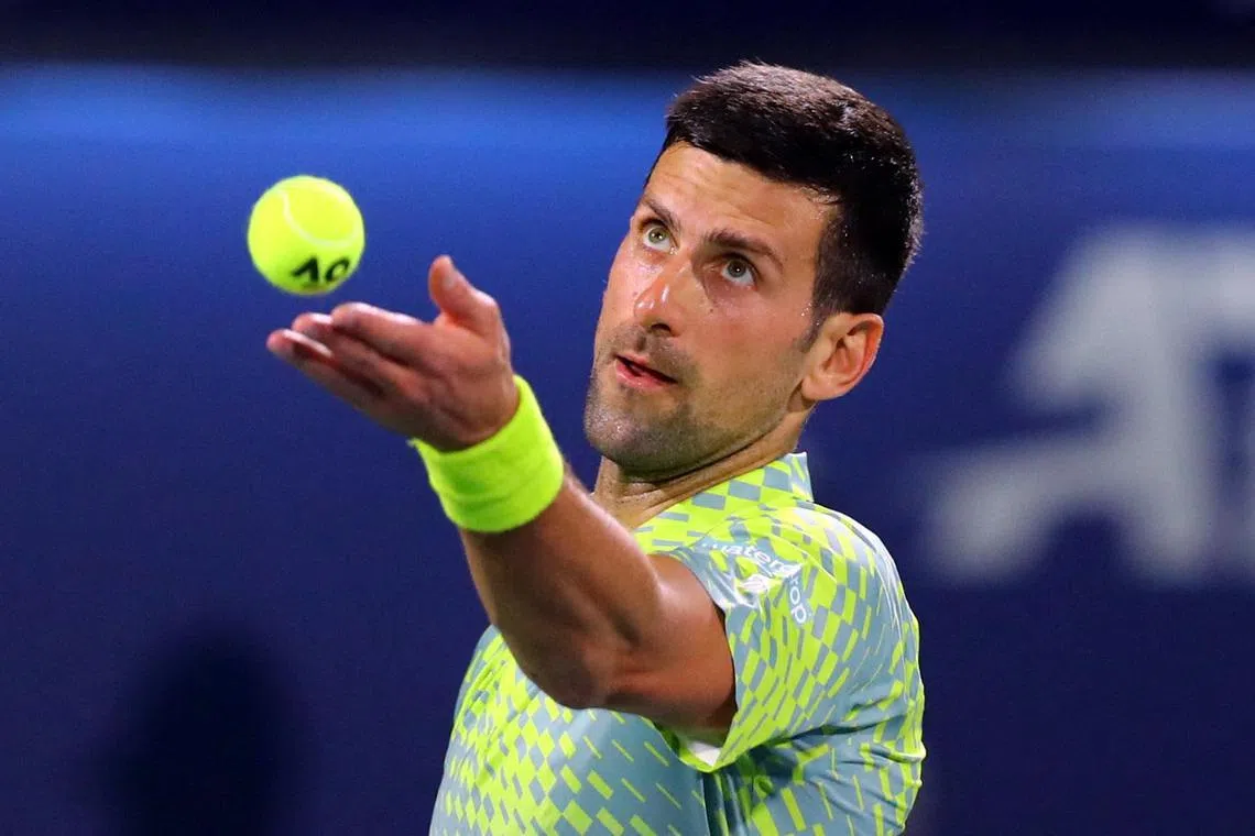 Tennis - ATP 500 - Dubai Tennis Championships - The Dubai Duty Free Tennis Centre, Dubai, United Arab Emirates - February 28, 2023
 Serbia's Novak Djokovic in action during his round of 32 match against Czech Republic's Tomas Machac REUTERS/Amr Alfiky