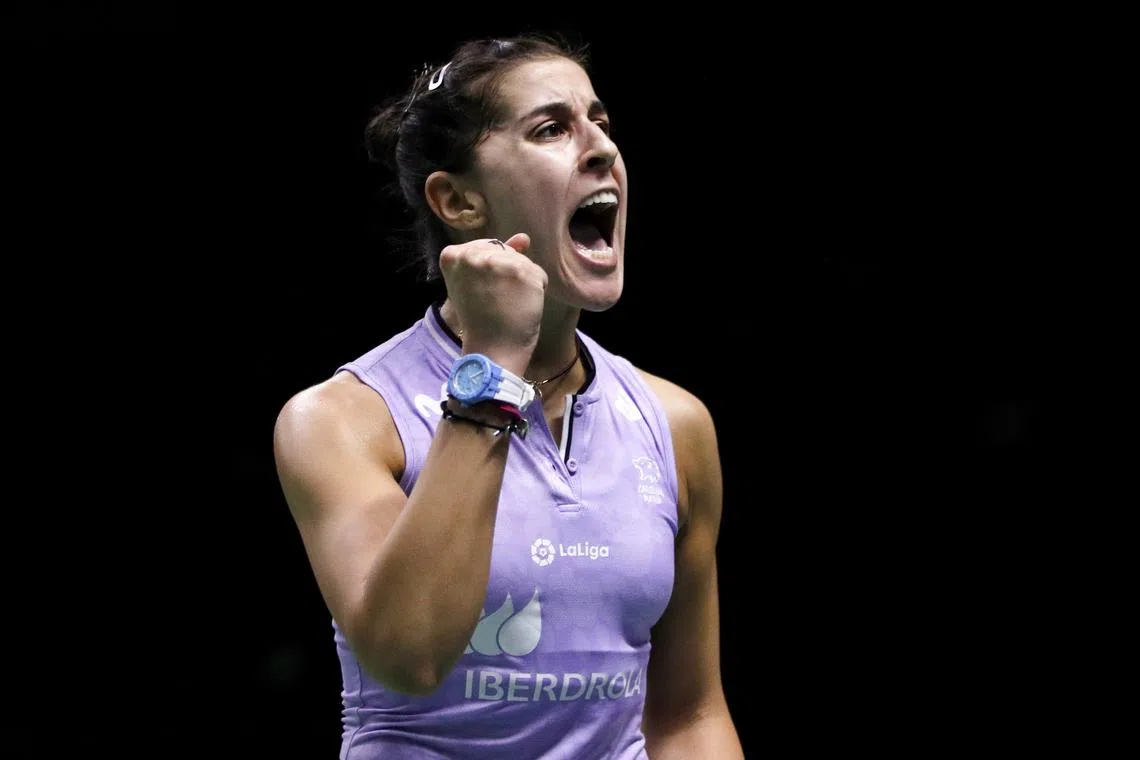 The always expressive Carolina Marin of Spain has had to endure two serious injuries and the loss of her father.