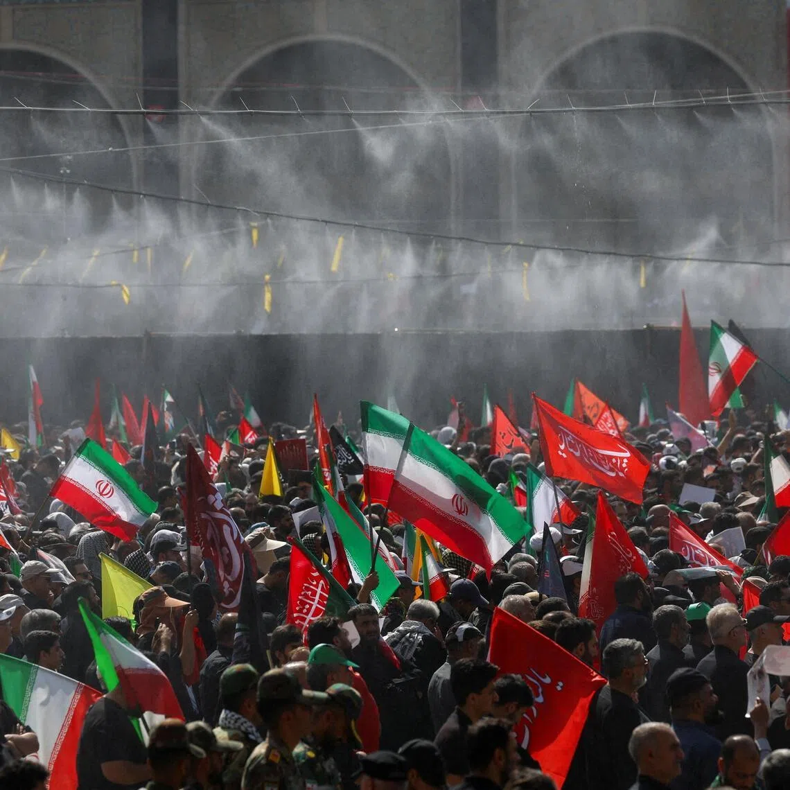 People attending a public farewell ceremony to pay their respects to Iran’s late Supreme Leader Ayatollah Ali Khamenei at the Imam Khomeini Grand Mosalla, in Tehran, on July 4.
