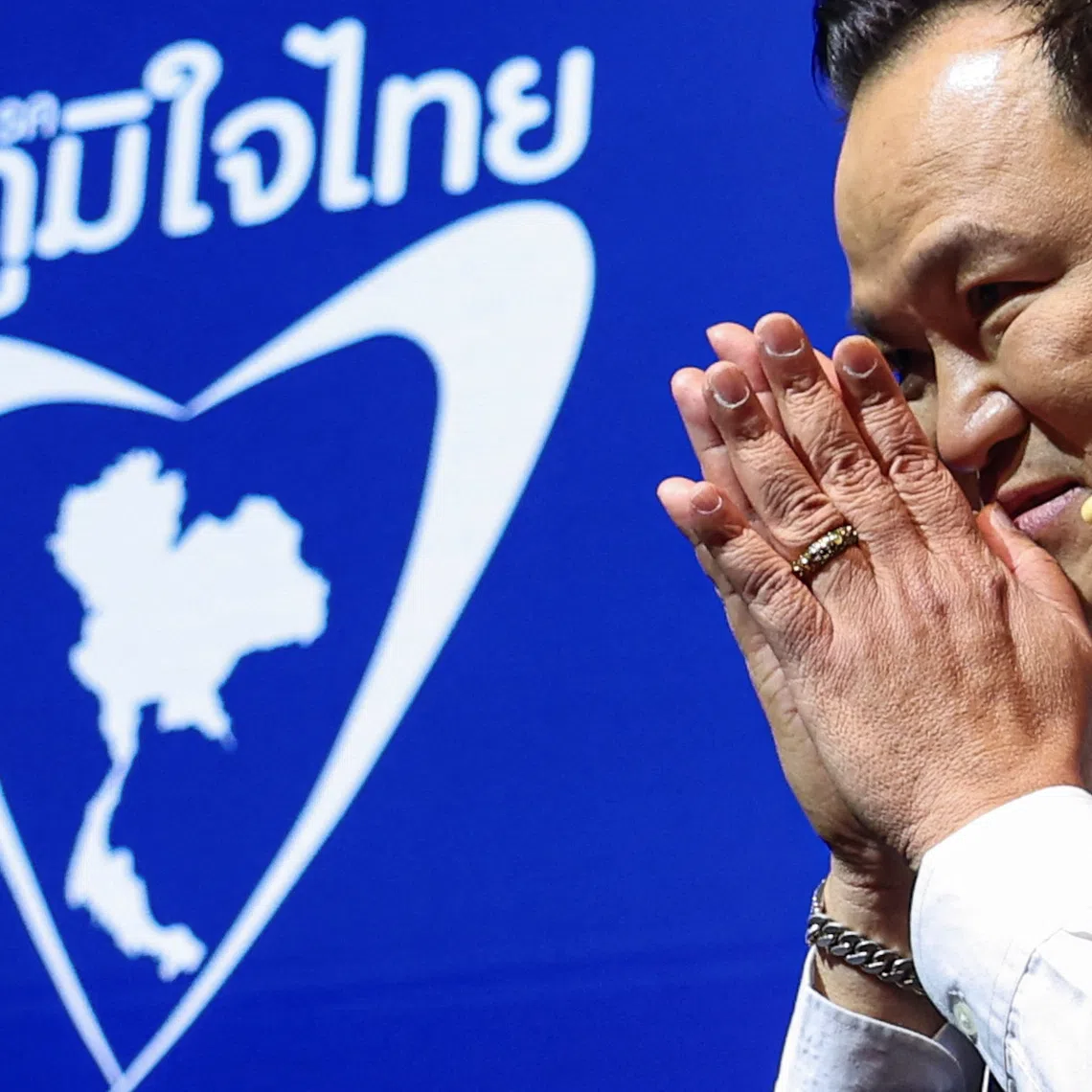 Thailand’s caretaker Prime Minister Anutin Charnvirakul, a Bhumjaithai Party leader and prime ministerial candidate, gestures during an event to unveil policies ahead of the general election in February, in Bangkok, Thailand, December 24, 2025. REUTERS/Chalinee Thirasupa