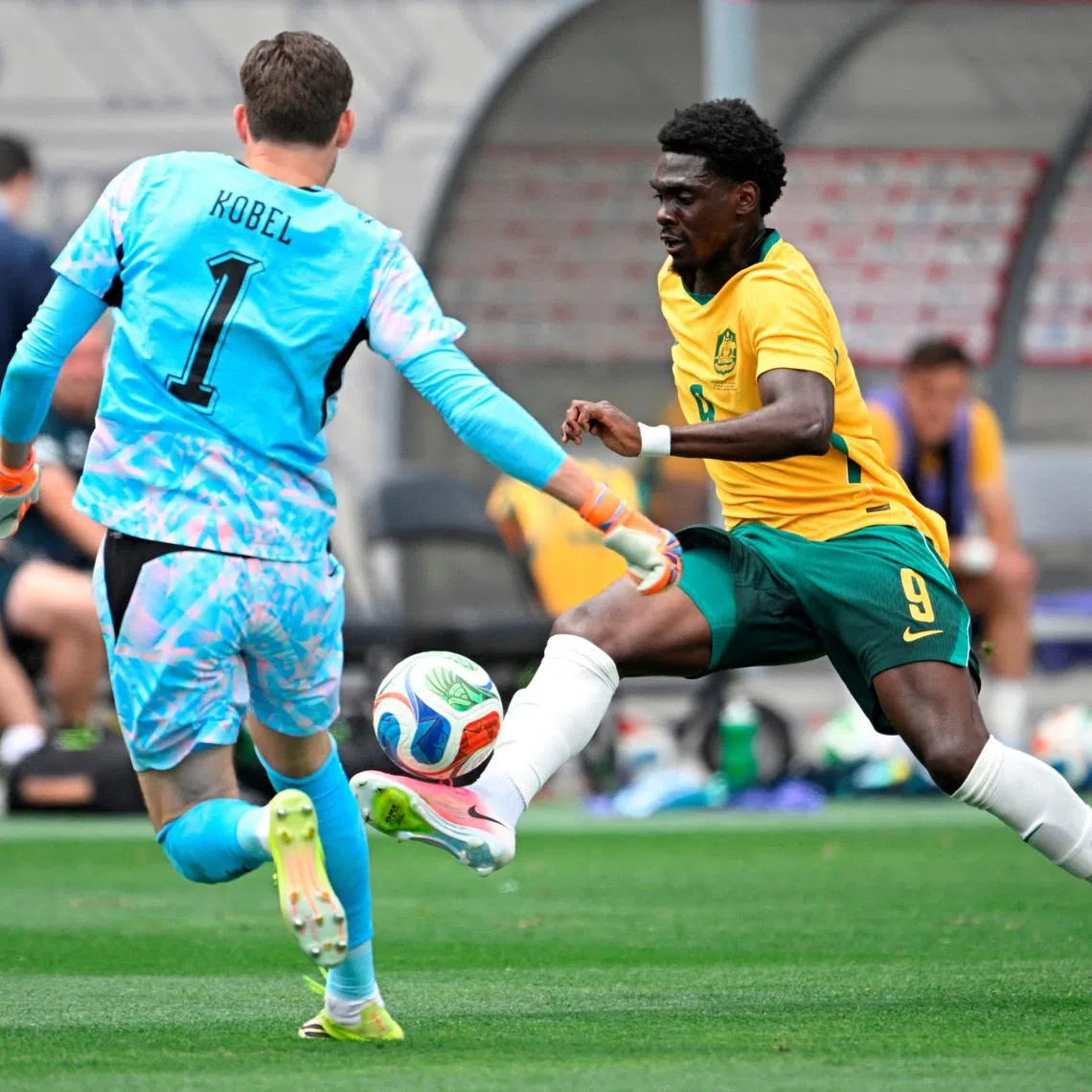 Australia's Mohamed Toure in action during a friendly match with Switzerland in California on June 6.