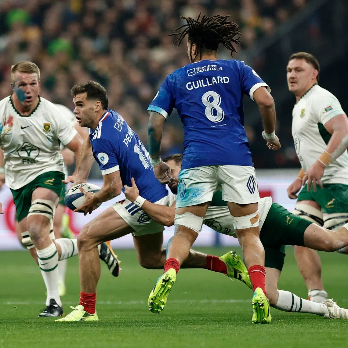 Rugby Union - Autumn Internationals - France v South Africa - Stade de France, Saint-Denis, France - November 8, 2025 France's Damian Penaud in action. REUTERS/Benoit Tessier