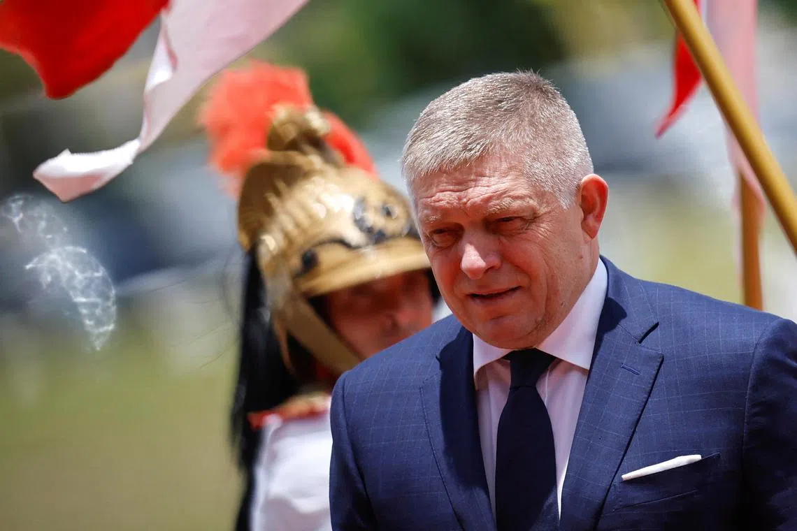 FILE PHOTO: Slovakia's Prime Minister Robert Fico attends a welcoming ceremony at the Itamaraty Palace in Brasilia, Brazil December 10, 2024. REUTERS/Adriano Machado/File Photo