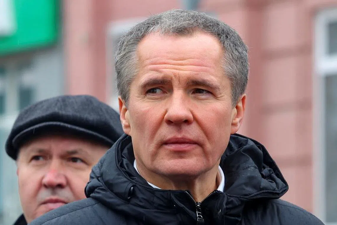 Governor of the Belgorod region Vyacheslav Gladkov attends a commemoration ceremony marking 40 days since the deadly shelling, which local authorities called a Ukrainian military strike, in the course of Russia-Ukraine conflict in Belgorod, Russia, February 7, 2024. REUTERS/Stringer
