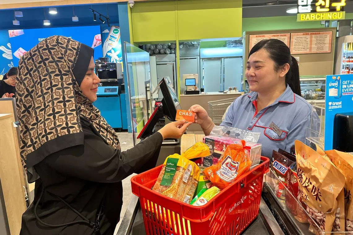 sfchas30 - From Jan 1 to March 1, 2025, FairPrice Group will double its 3 per cent discount for CHAS Blue and Orange cardholders every Thursday and Friday respectively to 6 per cent across all FairPrice supermarkets and Unity outlets

Credit: FairPrice Group