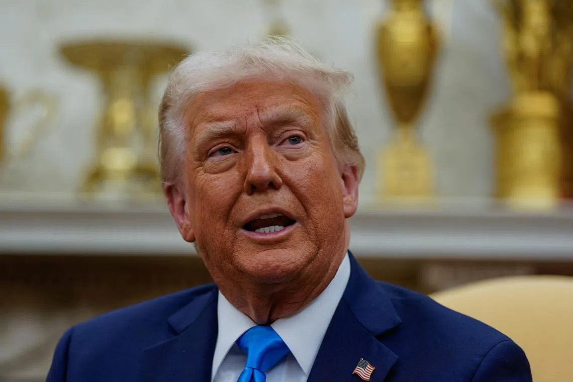 U.S. President Donald Trump and Israeli Prime Minister Benjamin Netanyahu (not pictured) meet at the White House in Washington, U.S., February 4, 2025. REUTERS/Elizabeth Frantz