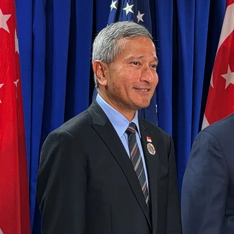 Foreign Minister Vivian Balakrishnan with US Secretary of State Marco Rubio before their bilateral meeting on the sidelines of the ASEAN Foreign Ministers’ Meeting in Manila on July 23.