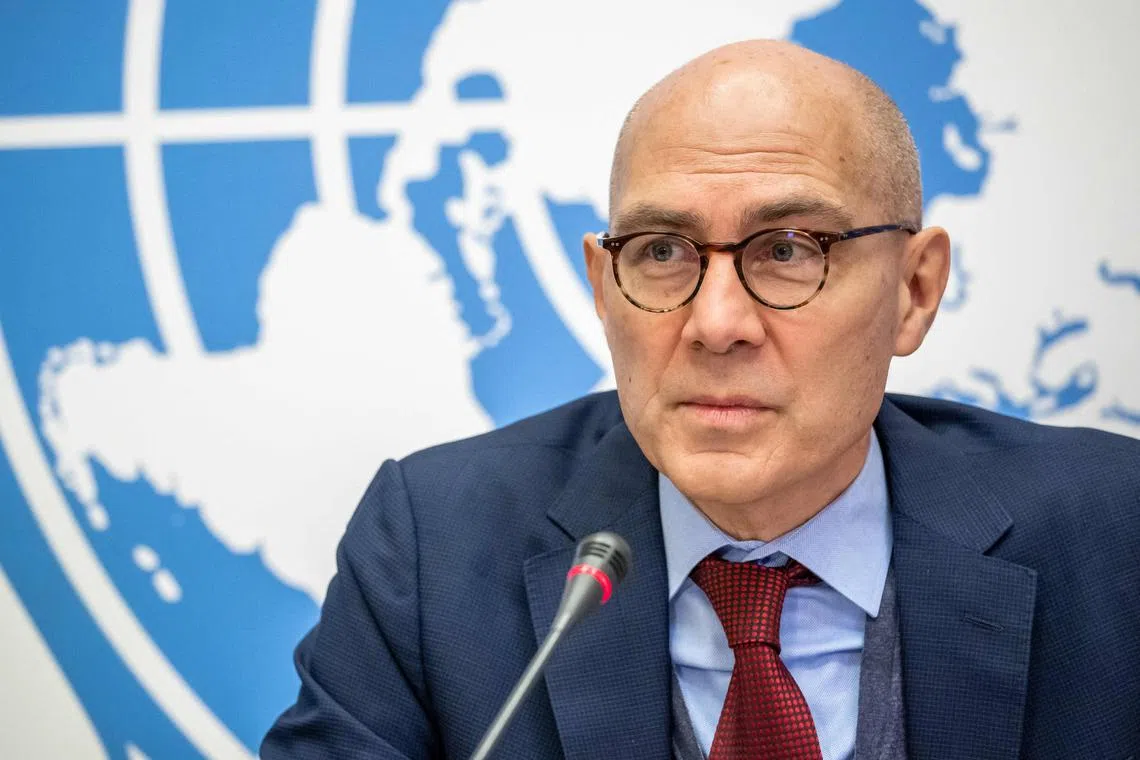 High Commissioner for Human Rights Volker Turk speaks at a press conference in Geneva on Dec 9, 2022.