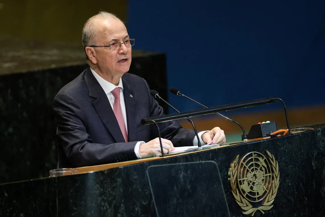 FILE PHOTO: Mohammad Mustafa, Palestinian Prime Minister and Minister for Foreign Affairs pauses after addressing the \"Summit of the Future\" in the General Assembly Hall of the United Nations Headquarters in New York City, U.S., September 23, 2024. REUTERS/Caitlin Ochs/File Photo