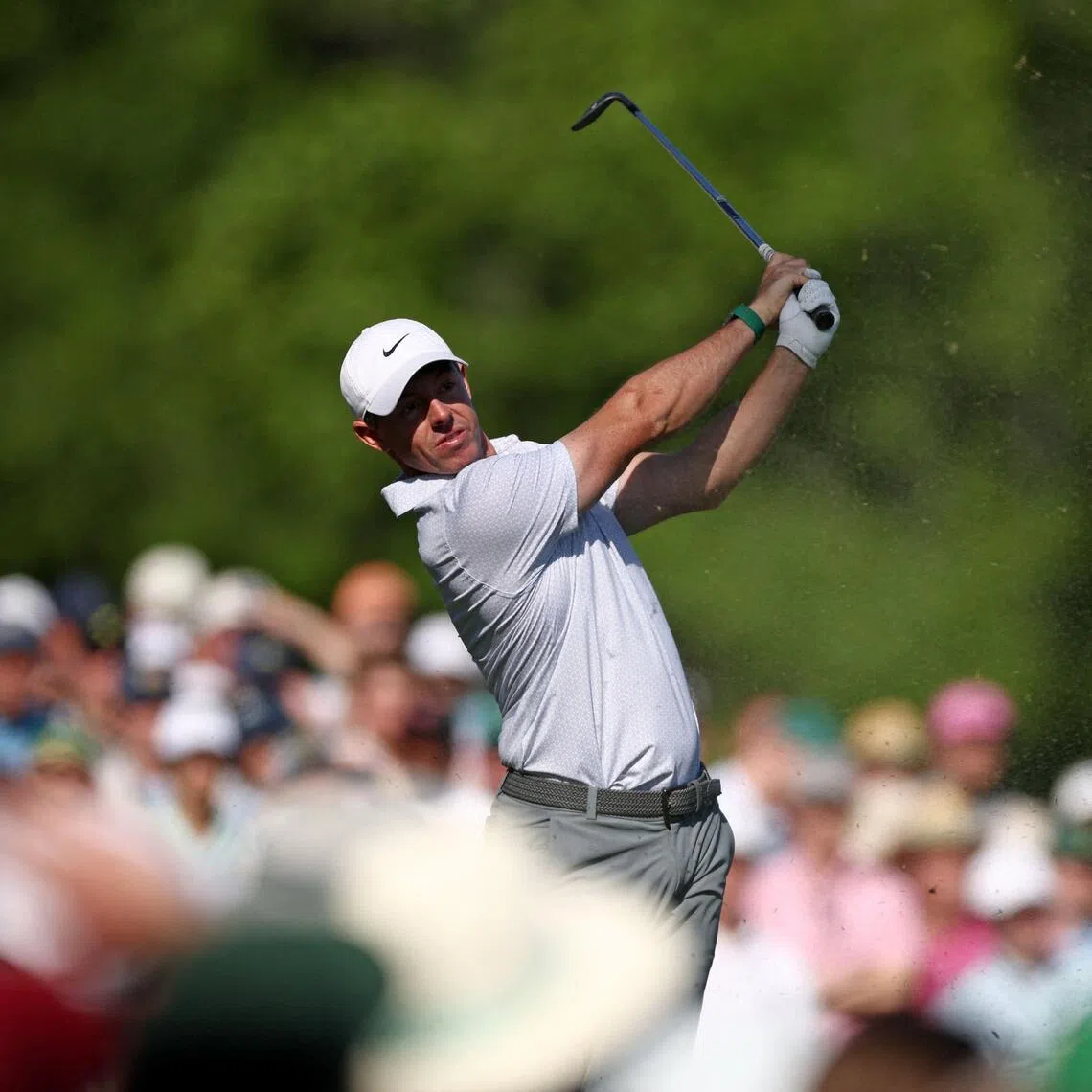 Northern Ireland's Rory McIlroy playing his shot from the 12th tee during the second round of the 2026 Masters.