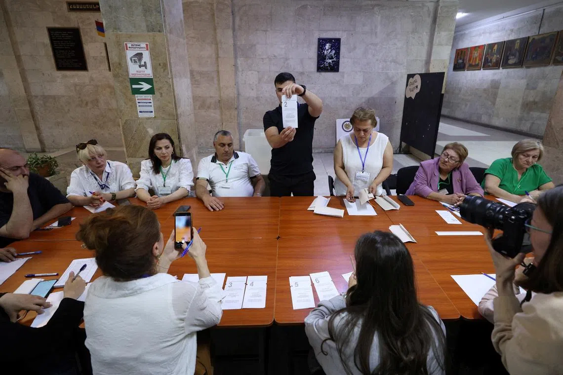 Armenia's ruling party leads parliamentary vote with 57% in early results