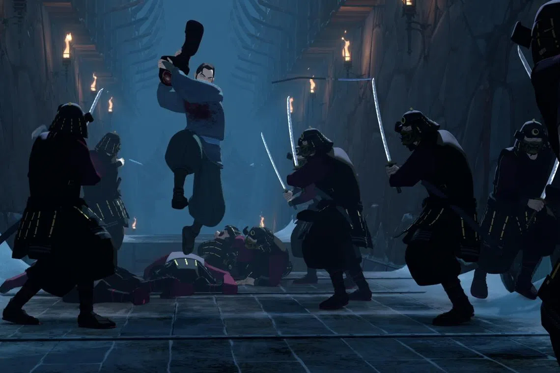 Maya Erskine as voices Mizu (centre) in Blue Eye Samurai

source: Netflix