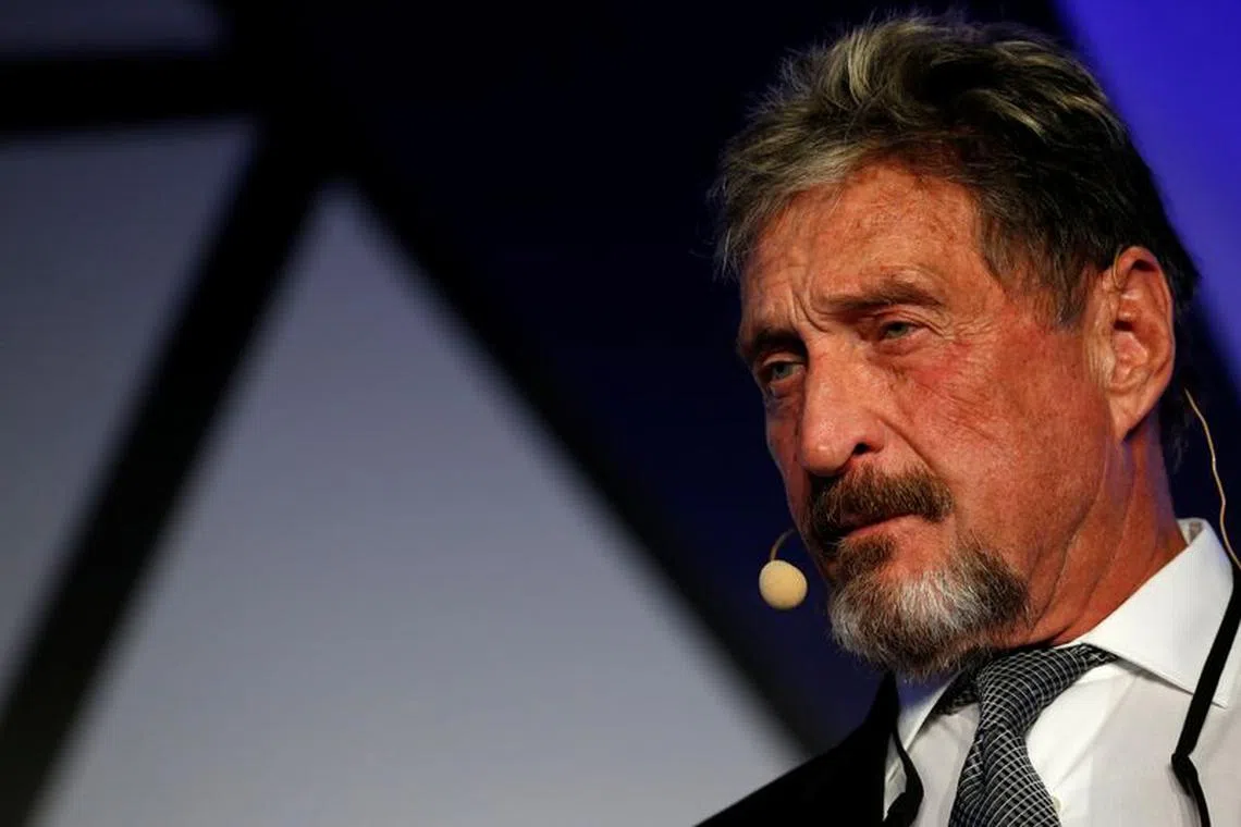 John McAfee, co-founder of McAfee Crypto Team and CEO of Luxcore and founder of McAfee Antivirus, speaks at the Malta Blockchain Summit in St Julian&#039;s, Malta November 1, 2018. REUTERS/Darrin Zammit Lupi/File Photo