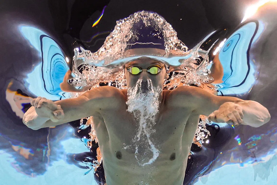 Paris 2024 Olympics - Swimming - Men's 200m Individual Medley Final - Paris La Defense Arena, Nanterre, France - August 02, 2024. Leon Marchand of France in action REUTERS/Marko Djurica