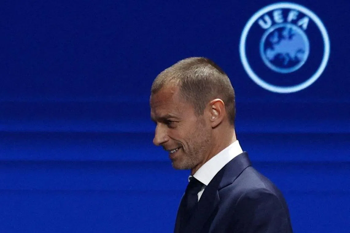 FILE PHOTO: Soccer Football - UEFA Congress - Lisbon Congress Centre, Lisbon, Portugal - April 5, 2023  President of UEFA Aleksander Ceferin arrives for UEFA Congress REUTERS/Pedro Nunes/File Photo