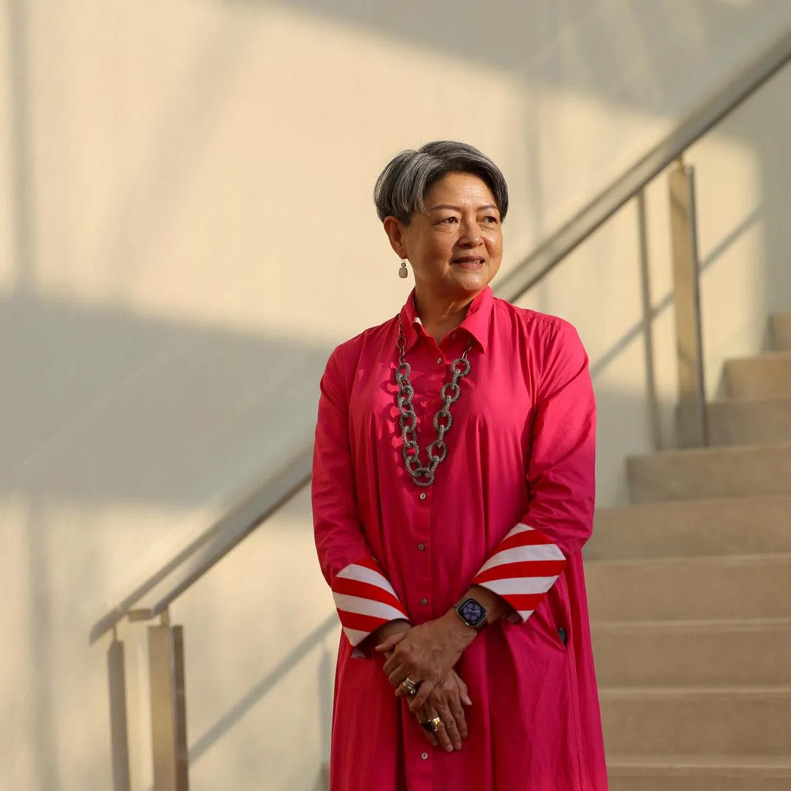 CMG20250725-RChiong02/张俊杰/邝瑜慧/LAUNCH OF REFRESHED MSF VOLUNTEER AND PARTNER AWARDS AND INAUGURAL IMPACT SCORE CARD [Peony Ballroom, Level 4, Sands Convention Centre, 10 Bayfront Avenue, Singapore 018956]

Ms Anita Fam, President of the National Council of Social Service and recipient of the inaugural Lifetime Achievement Award, photographed at the MSF Volunteer and Partner Awards on July 25, 2025.