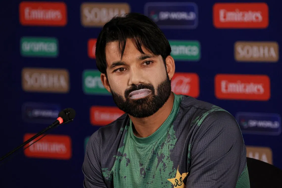 FILE PHOTO: Cricket - ICC Men's Champions Trophy - Pakistan Press Conference - National Stadium, Karachi, Pakistan - February 18, 2025 Pakistan's Mohammad Rizwan during the press conference REUTERS/Akhtar Soomro/File Photo
