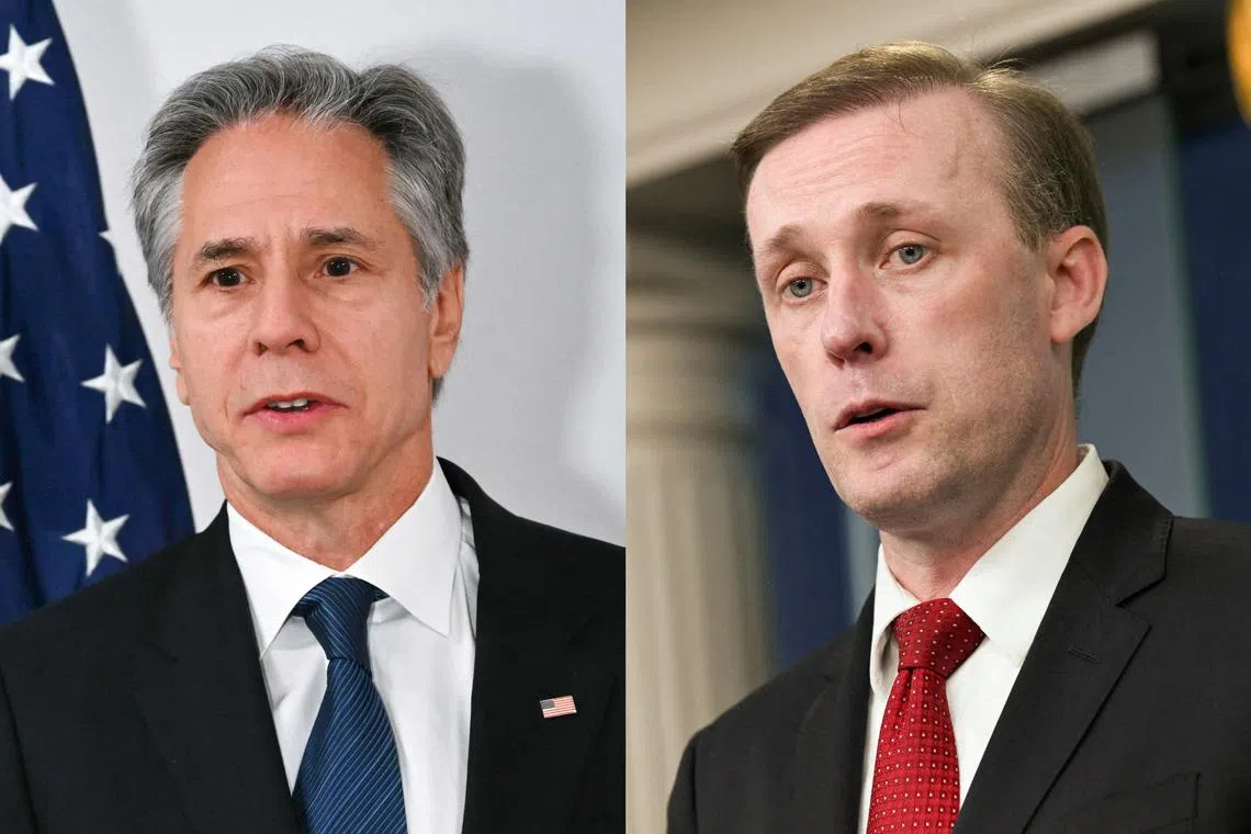 In the coming days, US Secretary of State Antony Blinken (left) will visit Jordan and Turkey, while US national security adviser Jake Sullivan will visit Israel, Qatar and Egypt