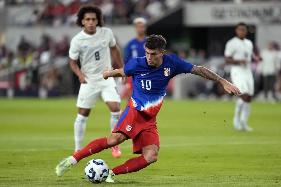 FILE PHOTO: Oct 12, 2024; Austin, Texas, US; Panama forward Christian Pulisic (10) shoots on goal against Panama during the first half at Q2 Stadium. Mandatory Credit: Scott Wachter-Imagn Images/File Photo