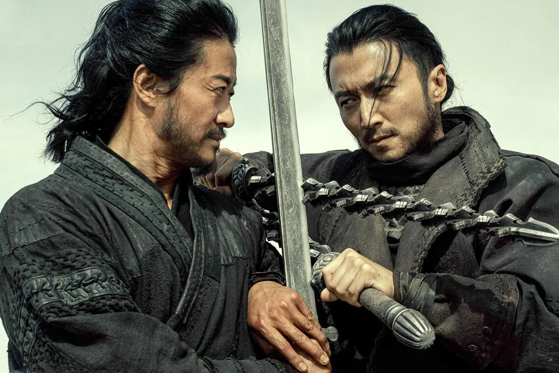 From left: Wu Jing and Nicholas Tse in Blades Of The Guardians..