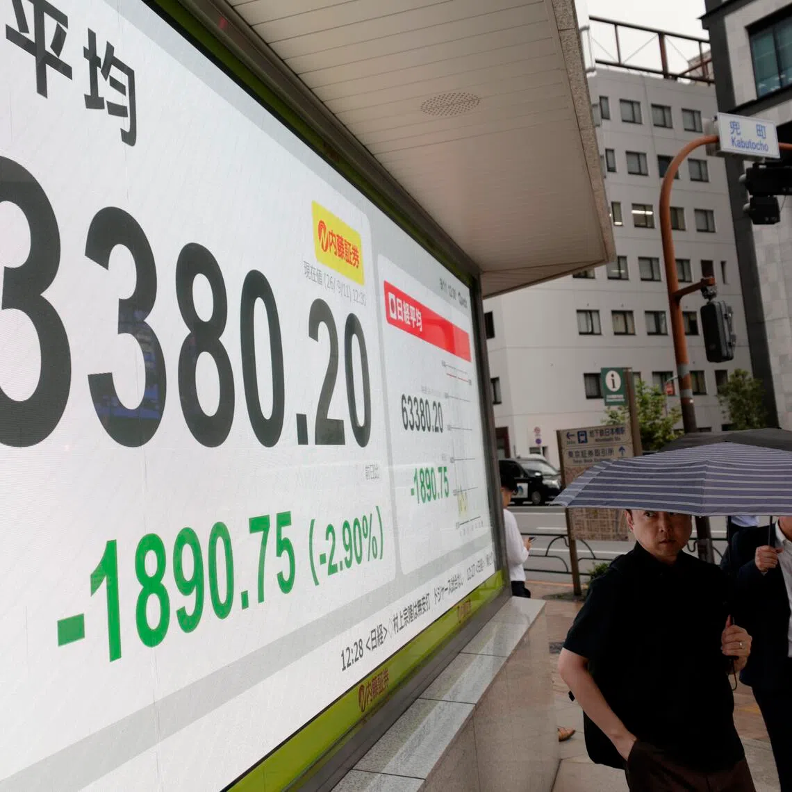 Stocks fell across Asia on Sept 11, 2026, led by declines in Japan and South Korea.