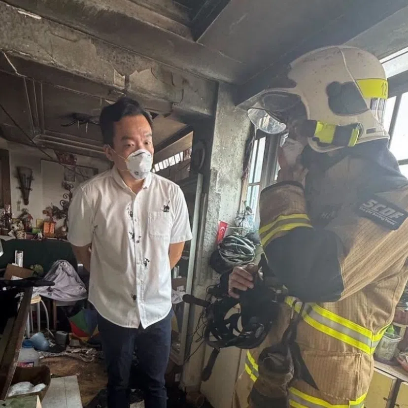 The Singapore Civil Defence Force said that it was alerted to the fire at Block 158 Mei Ling Street at about 12.30pm.