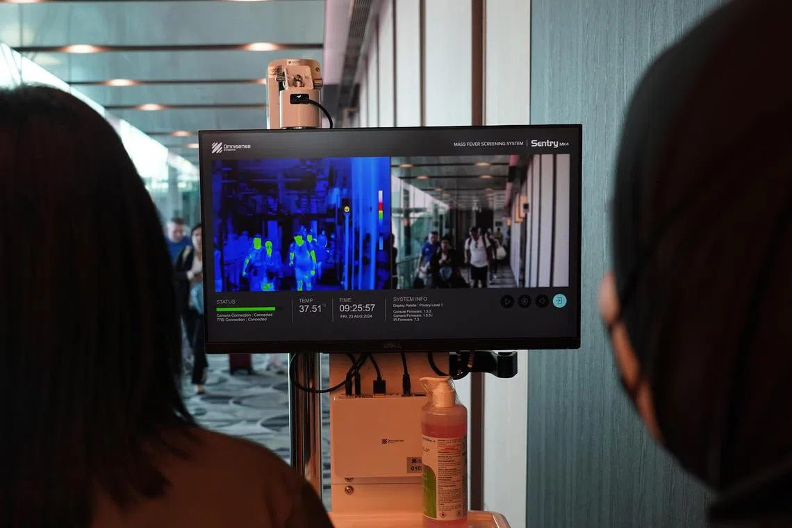 Temperature and visual screening at Changi Airport for crew and passengers arriving from mpox-affected areas  as a precautionary measure against the import of mpox into Singapore. Credit: Changi Airport Group