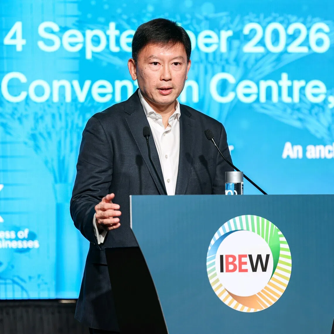 National Development Minister Chee Hong Tat speaking at the International Built Environment Week 2026 on Sept 2.