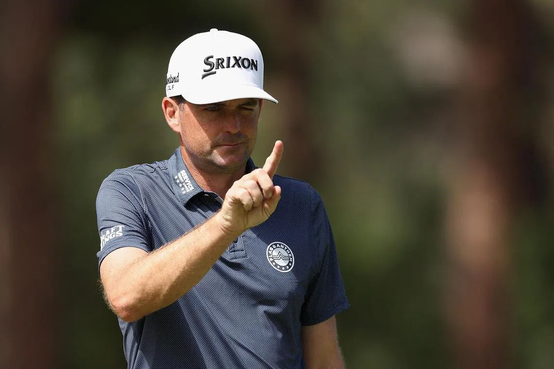 American Keegan Bradley putting on the 14th hole during the final round of the BMW Championship at Castle Pines Golf Club on Aug 25.
