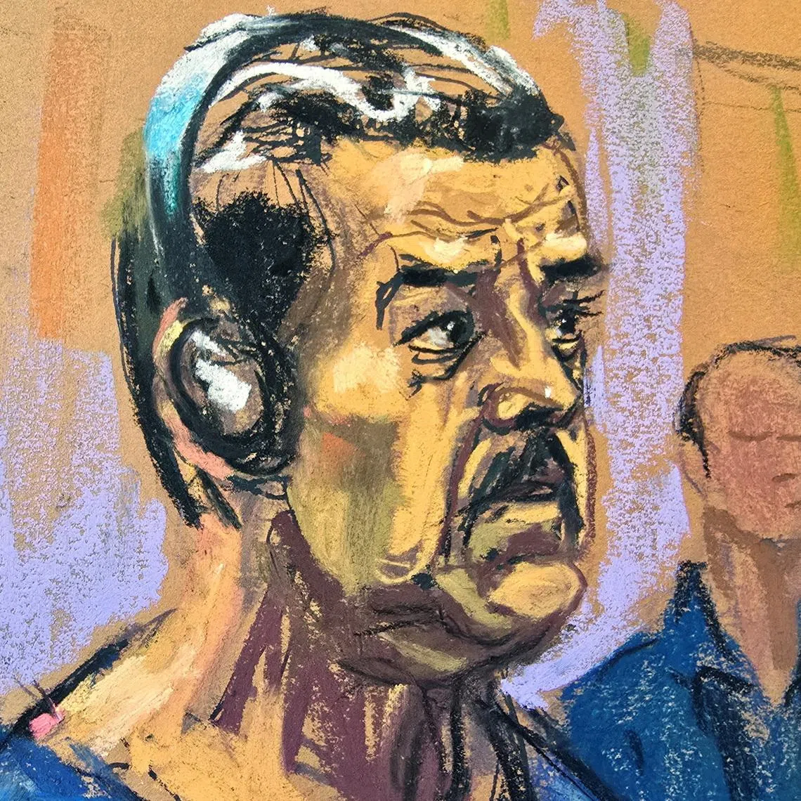 FILE PHOTO: Venezuela's captured President Nicolas Maduro attends his arraignment to face U.S. federal charges including narco-terrorism, conspiracy, drug trafficking, money laundering and others, at the Daniel Patrick Moynihan United States Courthouse in Manhattan, New York City, U.S., January 5, 2026 in this courtroom sketch. REUTERS/Jane Rosenberg/File Photo