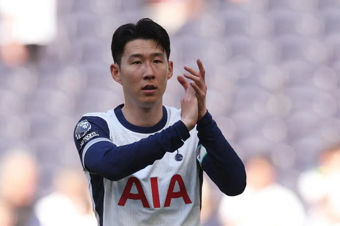 Soccer Football - Premier League - Tottenham Hotspur v Crystal Palace - Tottenham Hotspur Stadium, London, Britain - May 11, 2025 Tottenham Hotspur's Son Heung-min looks dejected after the match Action Images via Reuters/Paul Childs EDITORIAL USE ONLY. NO USE WITH UNAUTHORIZED AUDIO, VIDEO, DATA, FIXTURE LISTS, CLUB/LEAGUE LOGOS OR 'LIVE' SERVICES. ONLINE IN-MATCH USE LIMITED TO 120 IMAGES, NO VIDEO EMULATION. NO USE IN BETTING, GAMES OR SINGLE CLUB/LEAGUE/PLAYER PUBLICATIONS. PLEASE CONTACT YOUR ACCOUNT REPRESENTATIVE FOR FURTHER DETAILS..