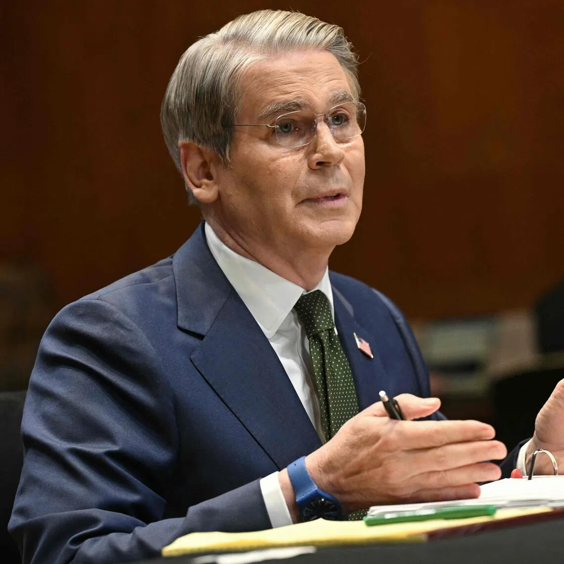 US Treasury Secretary Scott Bessent testifying at a Senate hearing in Washington, DC, on April 22.
