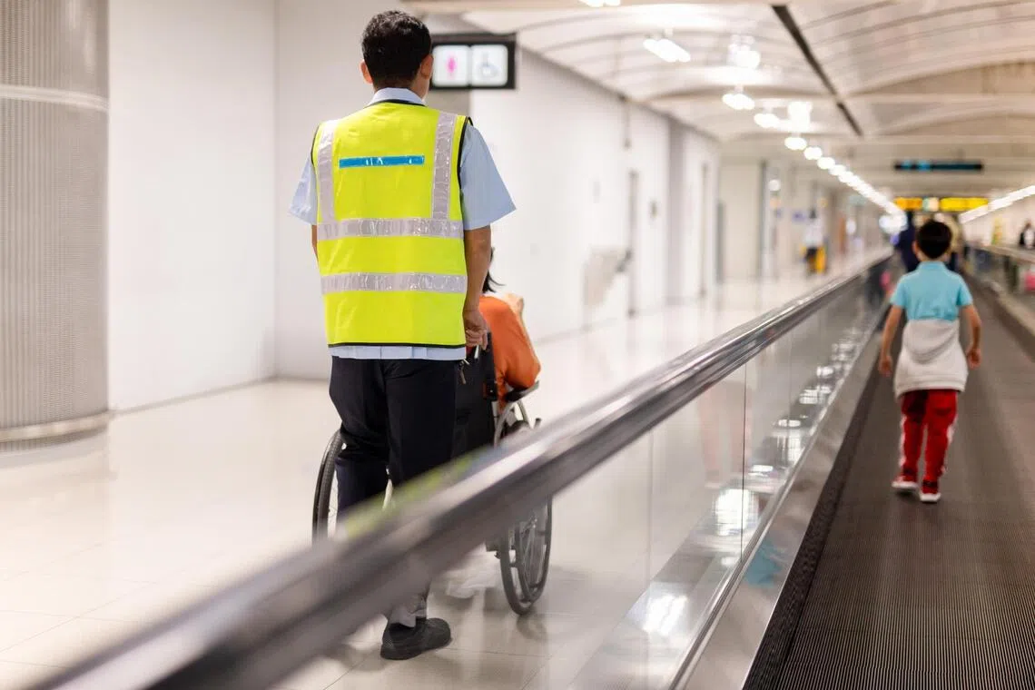 Requests for wheelchair assistance at Changi Airport between 2023 and 2025 increased by 20 per cent.