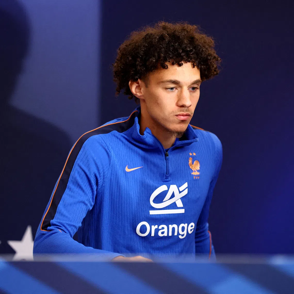 FILE PHOTO: Soccer Football - FIFA World Cup 2026 - France Press Conference - Bentley University, Waltham, Massachusetts, U.S. - June 18, 2026 France's Maghnes Akliouche during a press conference REUTERS/Peter Cziborra/File Photo
