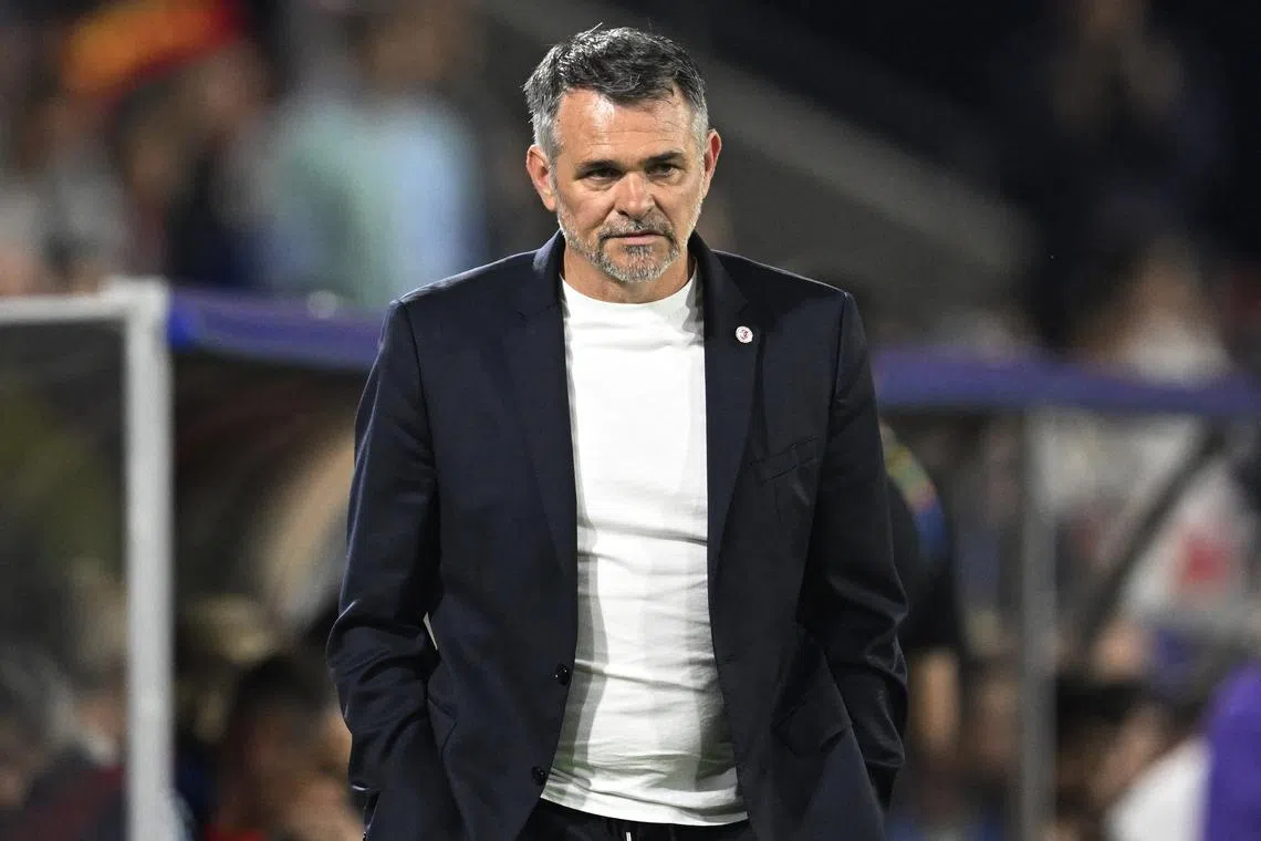 Soccer Football - Euro 2024 - Round of 16 - Spain v Georgia - Cologne Stadium, Cologne, Germany - June 30, 2024 Georgia coach Willy Sagnol REUTERS/Fabian Bimmer