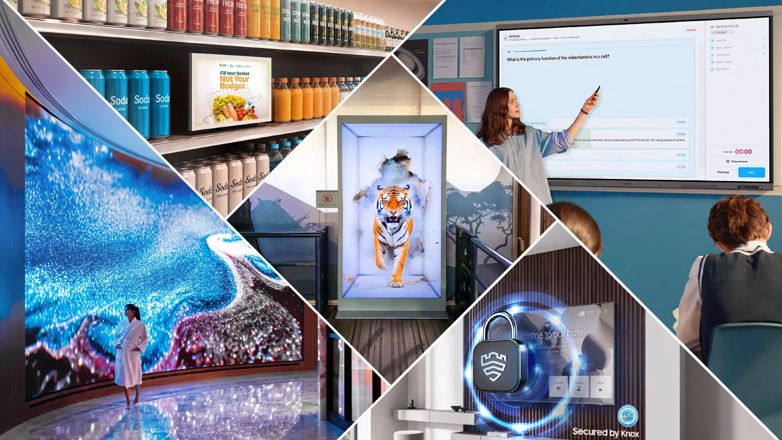 samsung’s commercial display portfolio provides specialized screen technologies, enabling tailored digital experiences across hospitality, corporate, and classroom environments