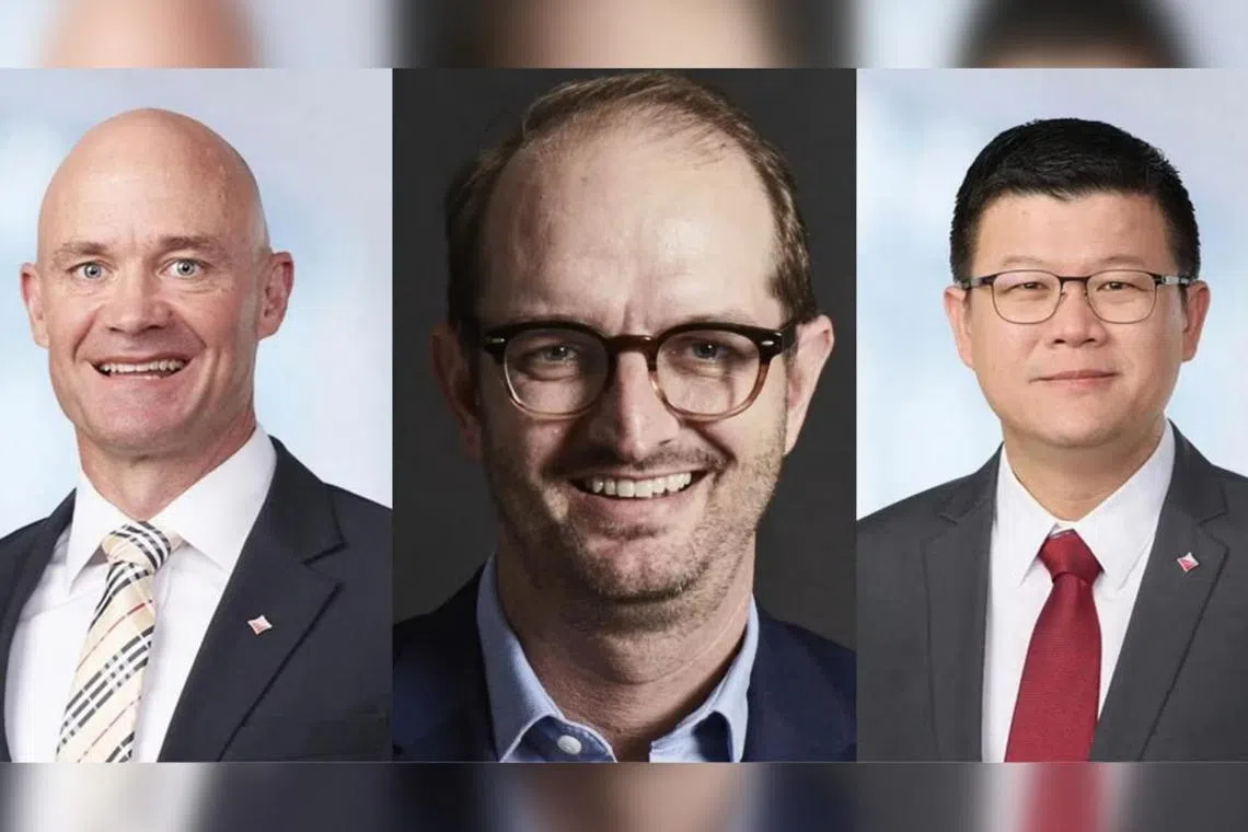 The new appointments of (from left) Anthony Boyd, Cameron Leggatt and Lim Hua Tiong will take effect from Feb 1, 2024.