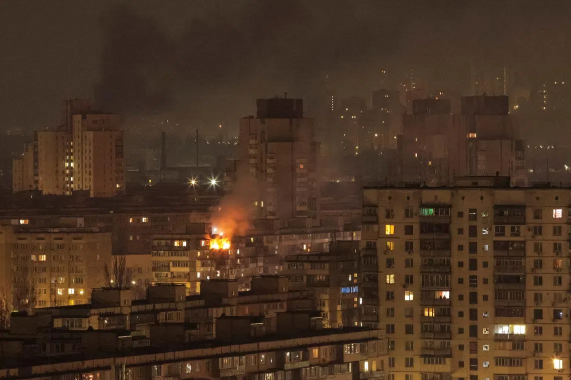 Kyiv, its surrounding region and the eastern half of Ukraine were under air raid alerts for more than five hours, starting late on March 22.