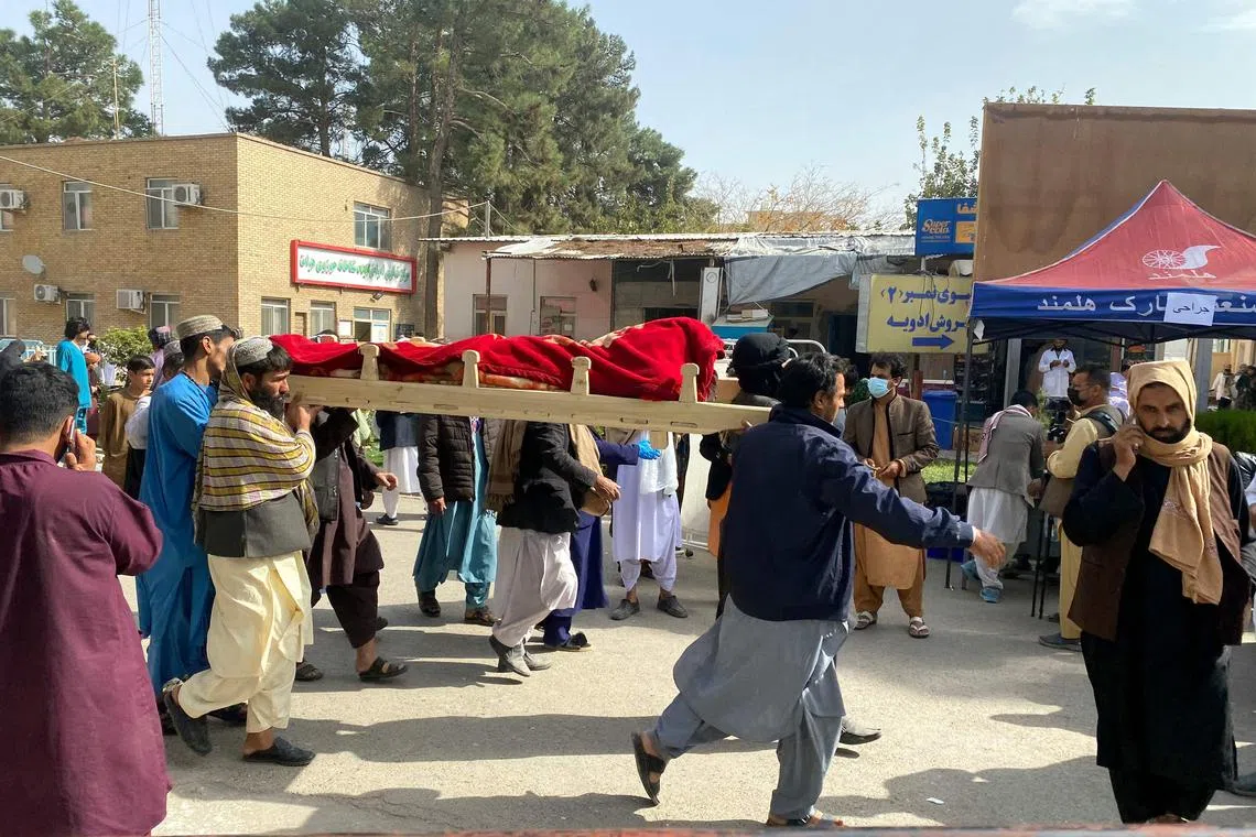 An injured person taken to hospital following an earthquake in Herat, Afghanistan on Oct 15, 2023. 
