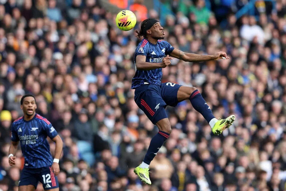 Noni Madueke in action during Arsenal's Jan 31 match against Leeds United.