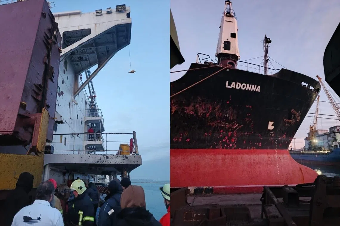 Kyiv says Russia hit two cargo vessels in Black Sea, Syrian crew member killed