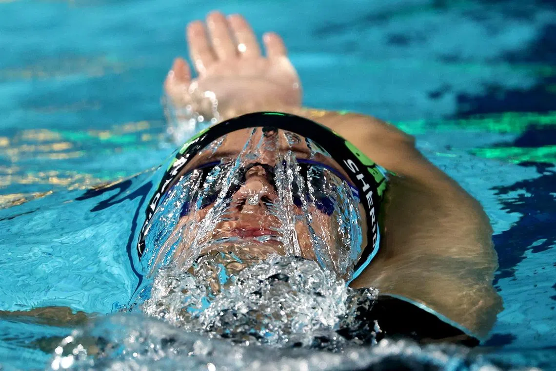 Australia's Hannah Fredericks competing in the women's 200m backstroke heats, during the Australian Swimming Trials, at the Brisbane Aquatic Centre, on June 13, 2024. 