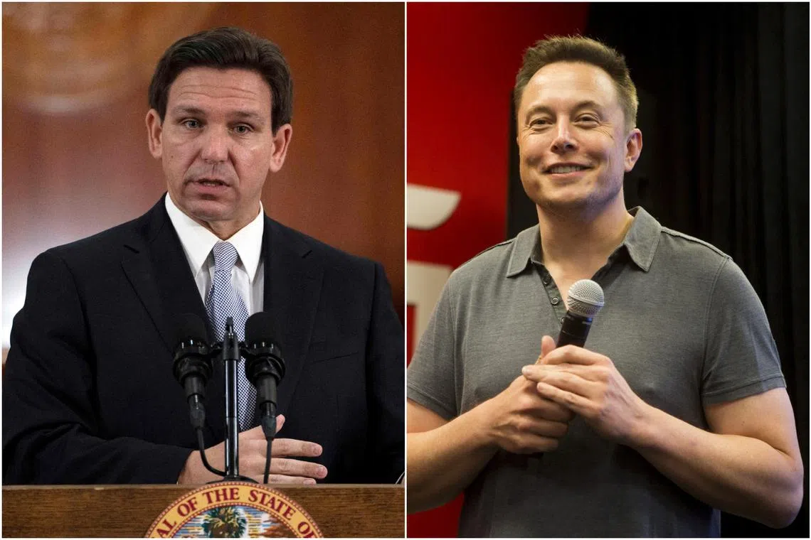 Florida Governor Ron DeSantis (left) and Twitter CEO Elon Musk were close allies during Mr Trump’s four years in the White House.